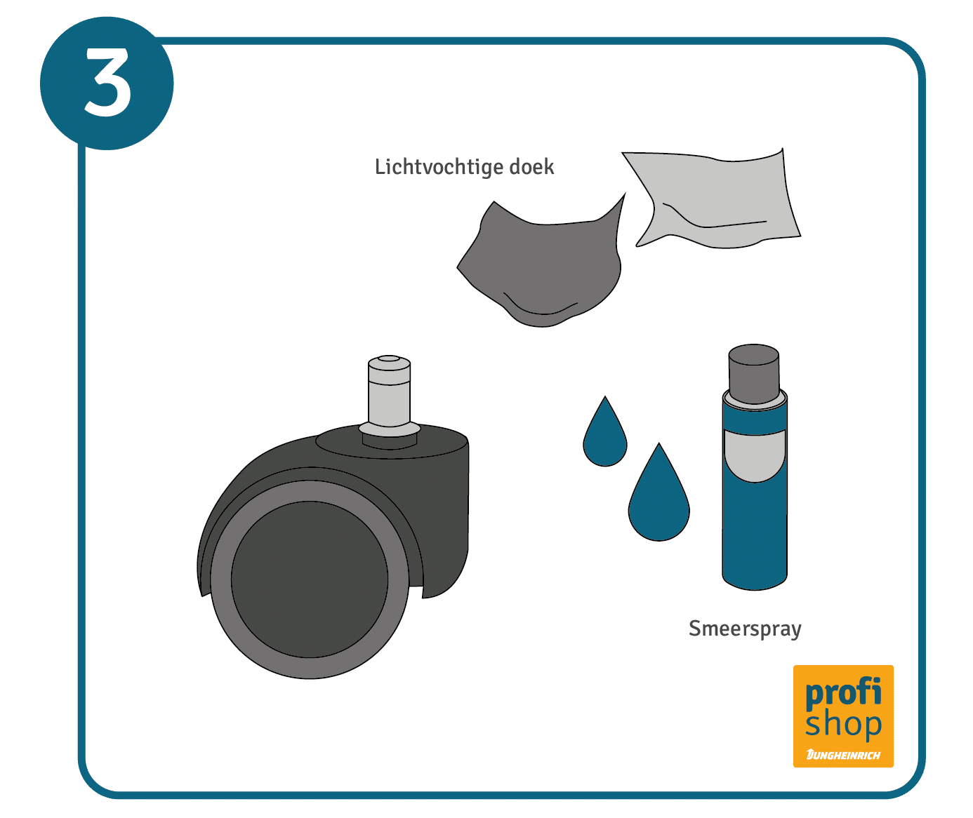 Bureaustoelwielen vervangen, stap 3: bevestigingspunten schoonmaken