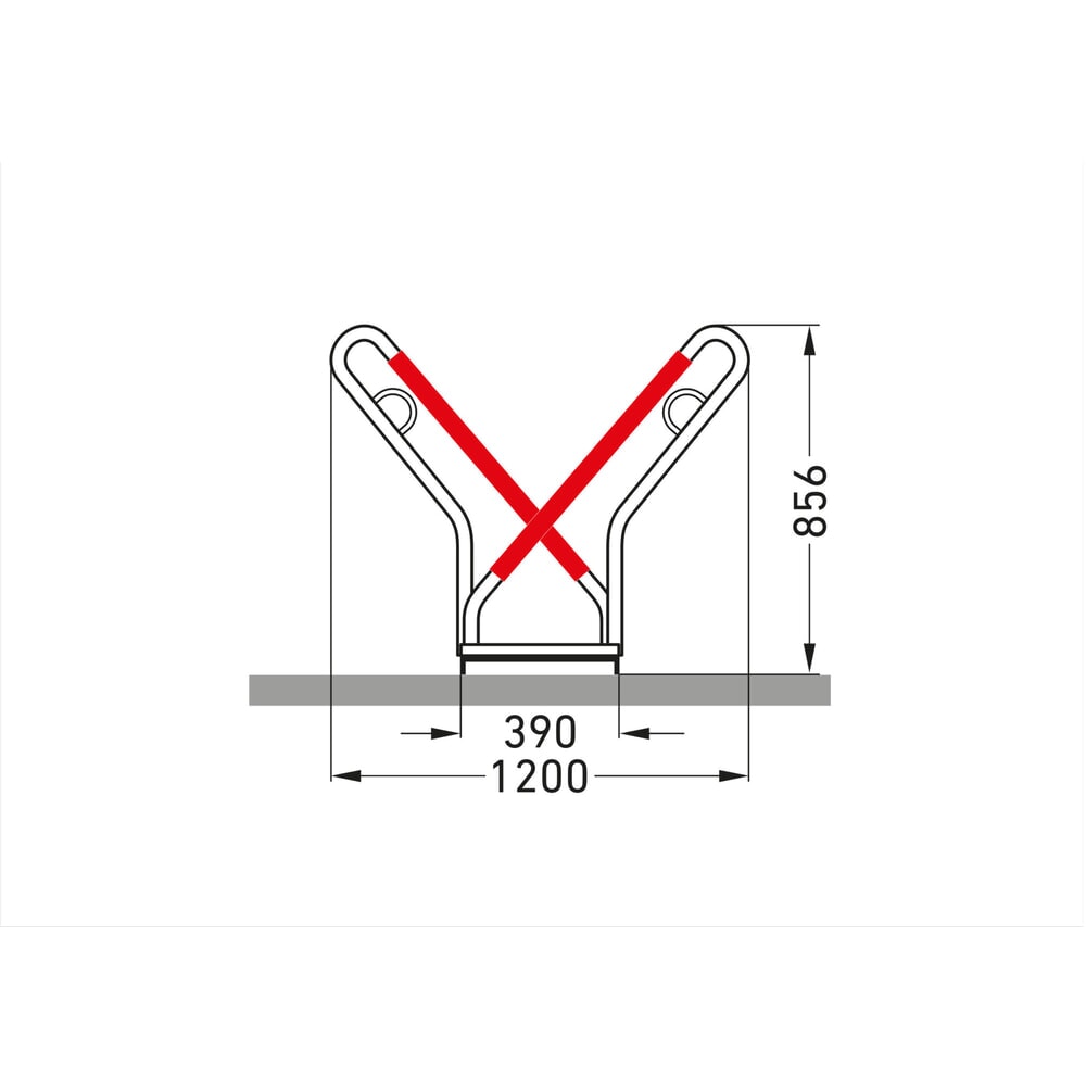 Productafbeelding nr. 7: Fietsenrek wsm® 0500 XBF, voor keilboutbevestiging, thermisch verzinkt, 2-zijdige wielinzet, 12 plaatsen, wielafstand 540 mm