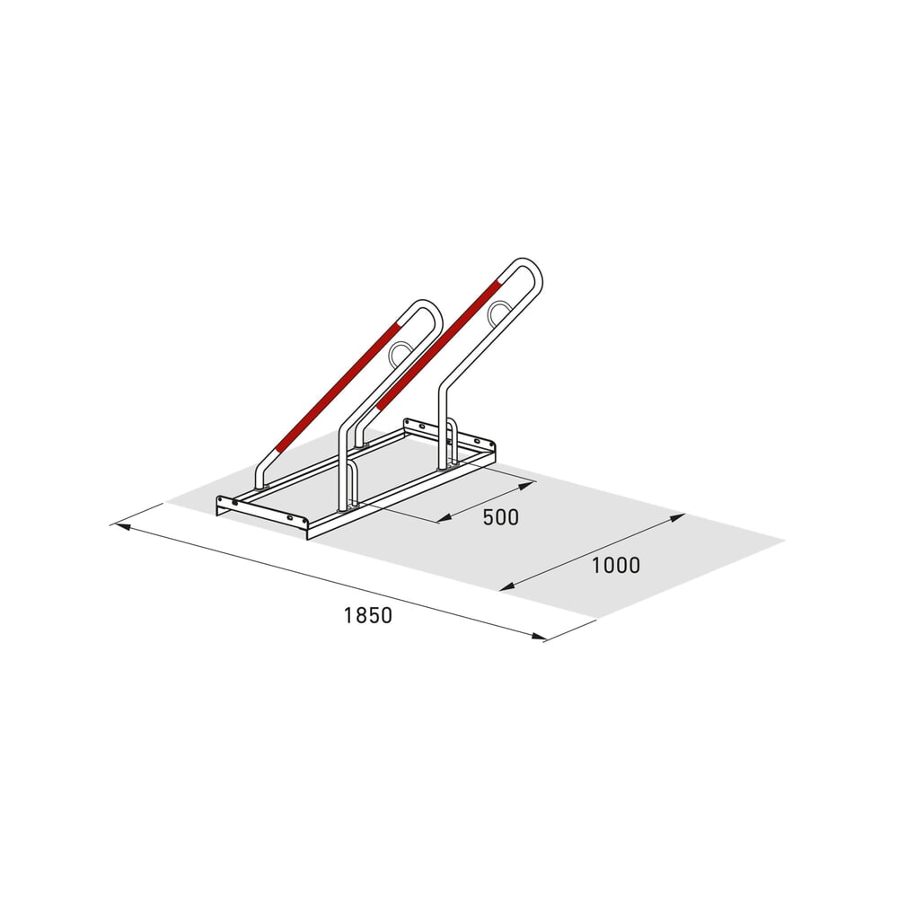 Productafbeelding nr. 8: Fietsenrek wsm® 0500 XBF, voor keilboutbevestiging, thermisch verzinkt, 1-zijdige wielinzet, 2 plaatsen, wielafstand 500 mm
