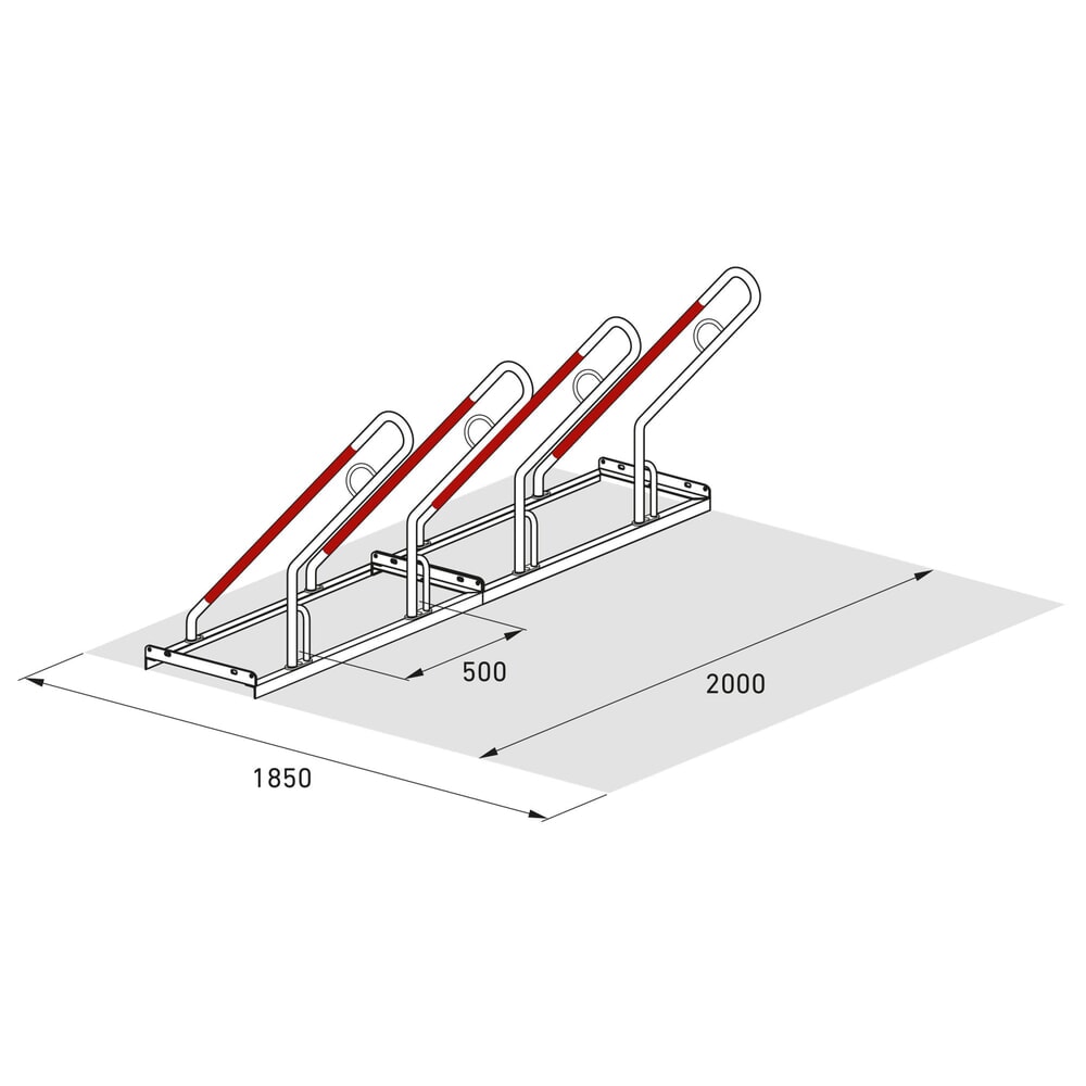 Productafbeelding nr. 8: Fietsenrek wsm® 0500 XBF, voor keilboutbevestiging, thermisch verzinkt, 1-zijdige wielinzet, 4 plaatsen, wielafstand 500 mm