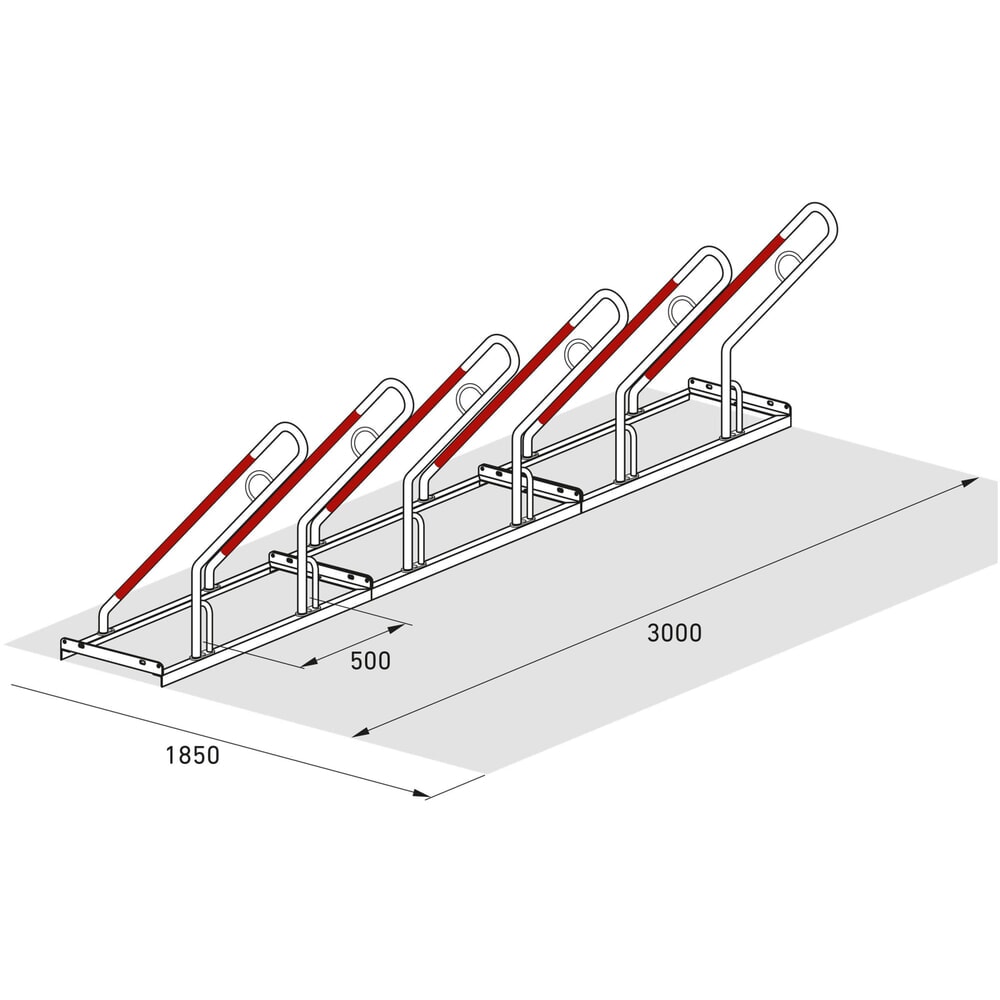 Productafbeelding nr. 8: Fietsenrek wsm® 0500 XBF, voor keilboutbevestiging, thermisch verzinkt, 1-zijdige wielinzet, 6 plaatsen, wielafstand 500 mm