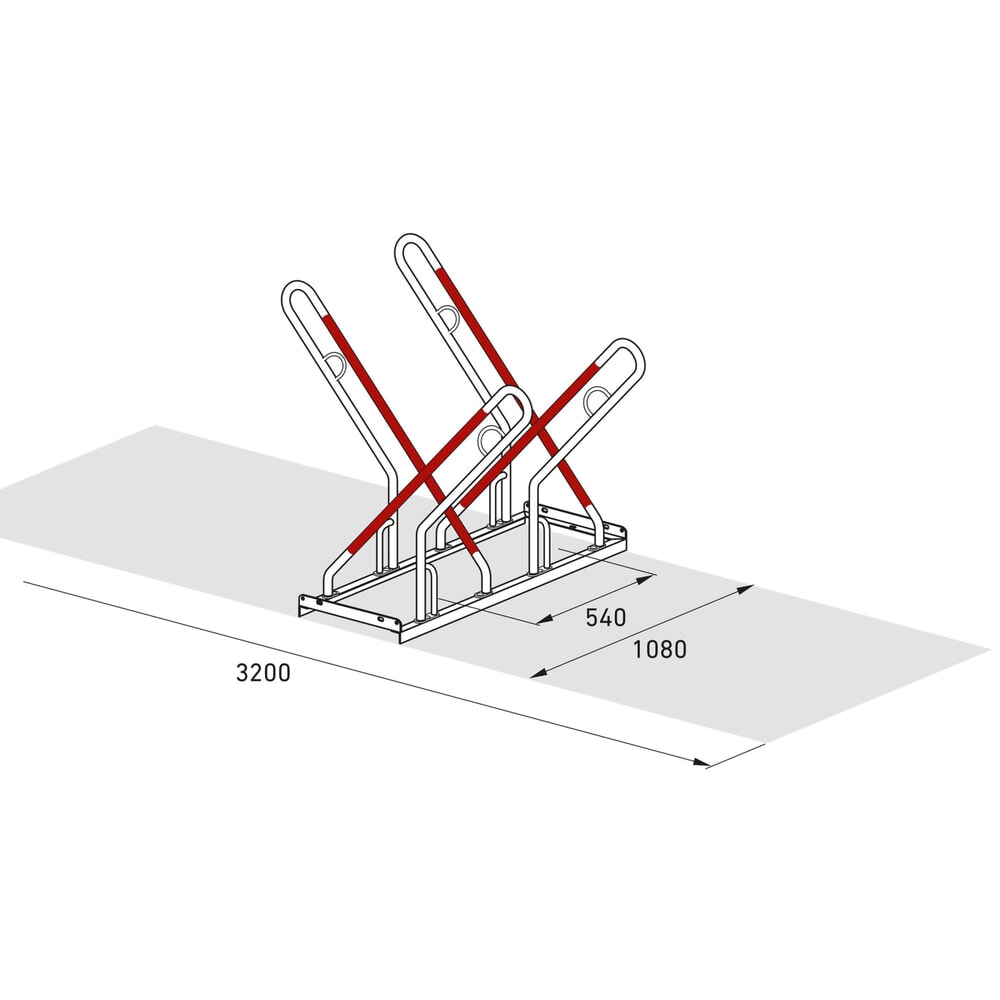 Productafbeelding nr. 8: Fietsenrek wsm® 0500 XBF, voor keilboutbevestiging, thermisch verzinkt, 2-zijdige wielinzet, 4 plaatsen, wielafstand 540 mm