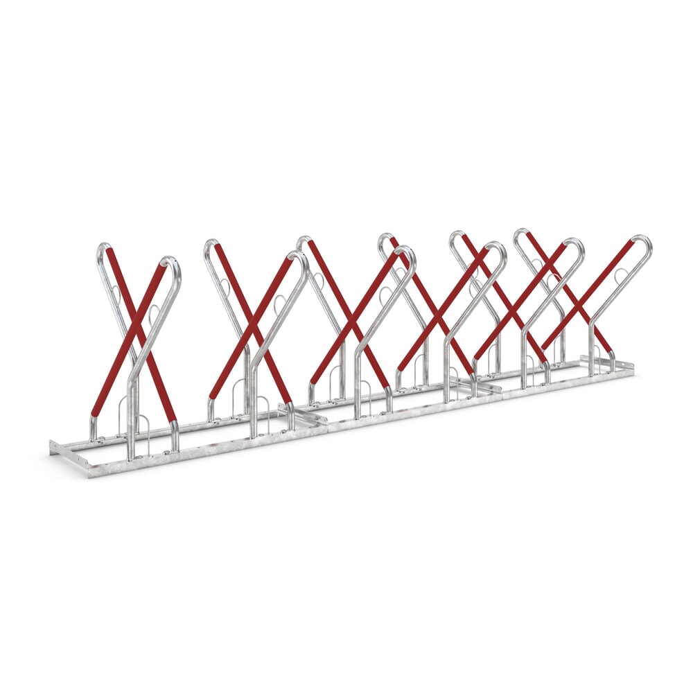 Productafbeelding nr. 1: Fietsenrek wsm® 0500 XBF, voor keilboutbevestiging, thermisch verzinkt, 2-zijdige wielinzet, 12 plaatsen, wielafstand 540 mm