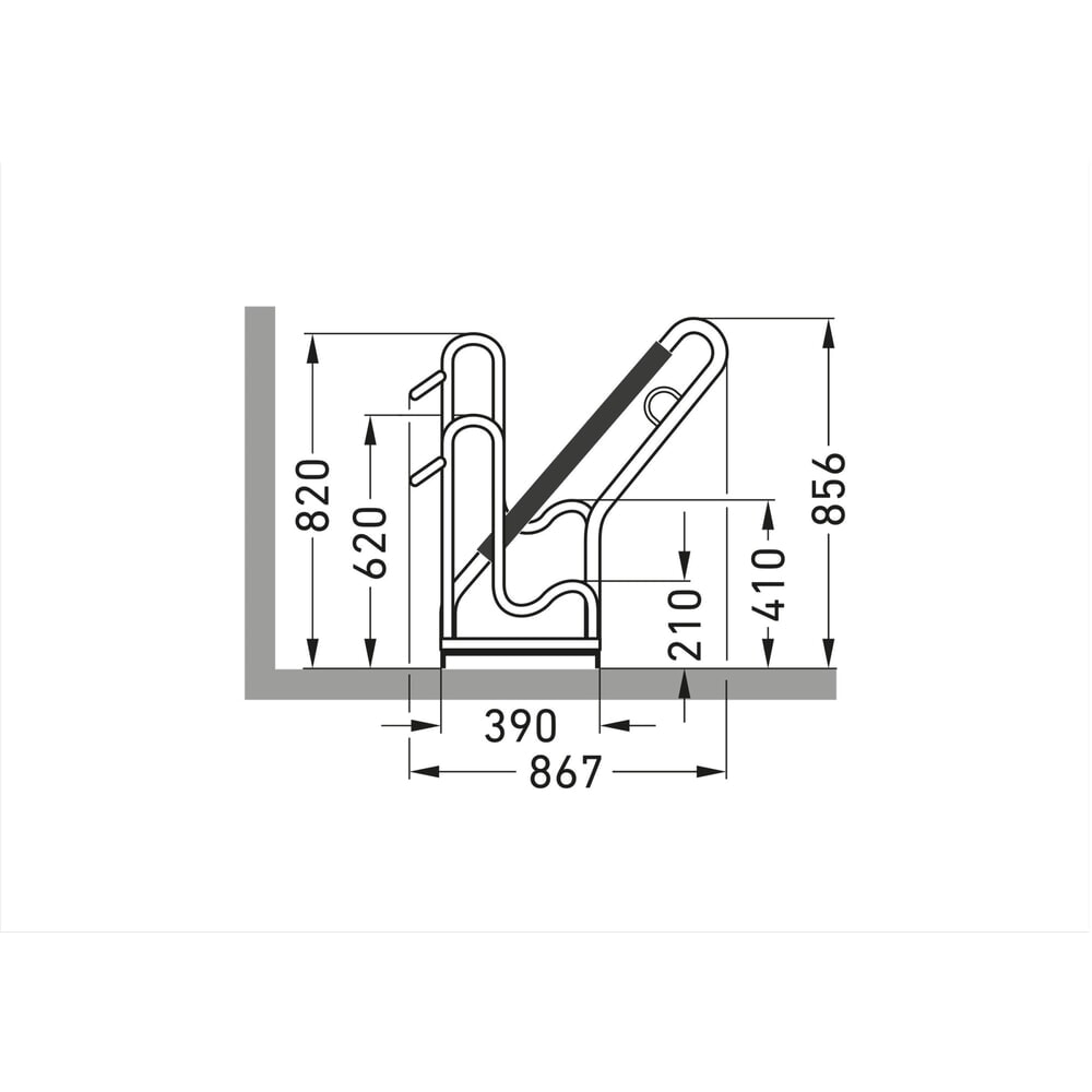 Productafbeelding nr. 5: Fietsenrek wsm® 4700 XBF, vrijstaand, thermisch verzinkt, 1-zijdige wielinzet, 2 plaatsen, wielafstand 500 mm
