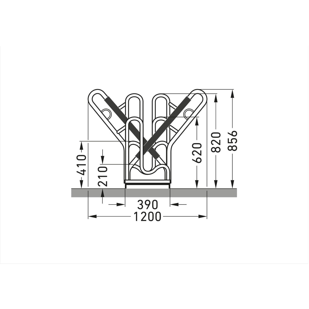 Productafbeelding nr. 6: Fietsenrek wsm® 4700 XBF, vrijstaand, thermisch verzinkt, 2-zijdige wielinzet, 12 plaatsen, wielafstand 540 mm