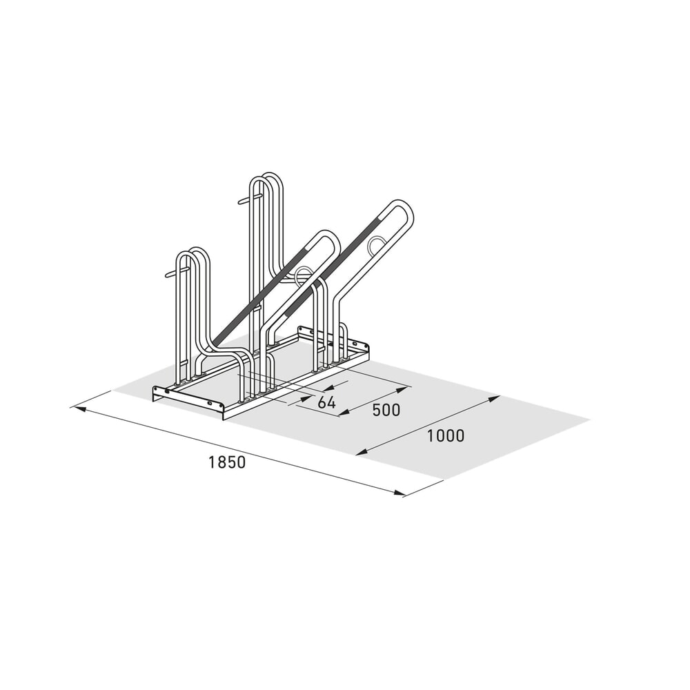 Productafbeelding nr. 6: Fietsenrek wsm® 4700 XBF, vrijstaand, thermisch verzinkt, 1-zijdige wielinzet, 2 plaatsen, wielafstand 500 mm