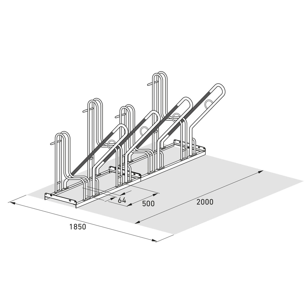 Productafbeelding nr. 7: Fietsenrek wsm® 4700 XBF, vrijstaand, thermisch verzinkt, 1-zijdige wielinzet, 4 plaatsen, wielafstand 500 mm