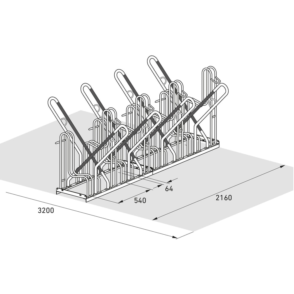 Productafbeelding nr. 7: Fietsenrek wsm® 4700 XBF, vrijstaand, thermisch verzinkt, 2-zijdige wielinzet, 8 plaatsen, wielafstand 540 mm