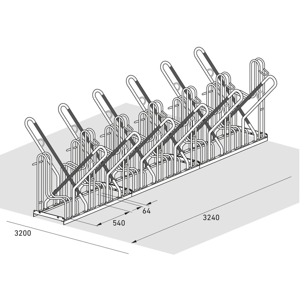 Productafbeelding nr. 7: Fietsenrek wsm® 4700 XBF, vrijstaand, thermisch verzinkt, 2-zijdige wielinzet, 12 plaatsen, wielafstand 540 mm