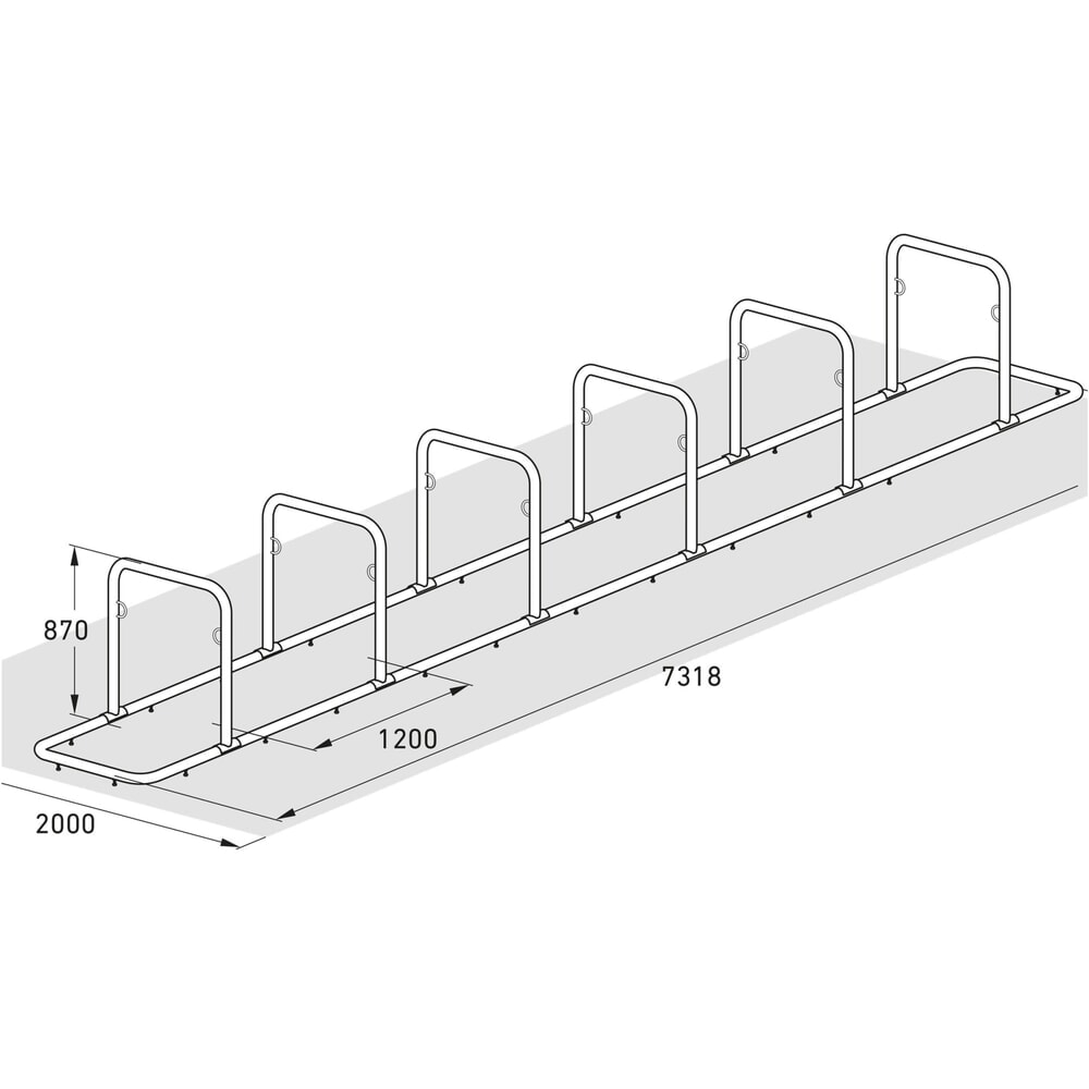 Productafbeelding nr. 7: Fietsleunsysteem wsm® GALAXY XL, 2-zijdige wielinzet, 12 plaatsen, breedte 7.320 mm