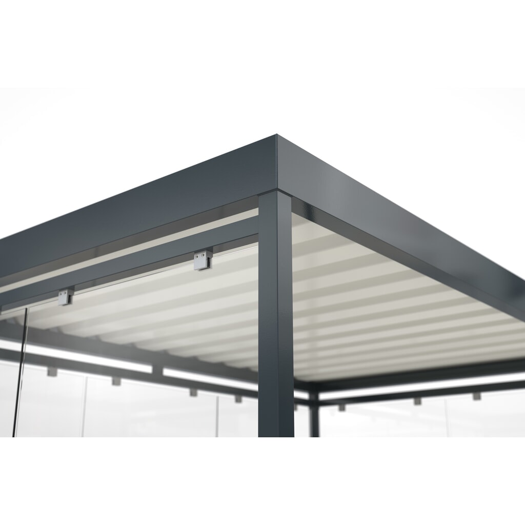 Rookoverkapping wsm® KÖLN ALPINE, volledig gemonteerd, sneeuwlast max. 5,6 kN/m², 7 elementen, zonder bestrating, grijswit Productafbeelding nr. 5: Rookoverkapping wsm® KÖLN ALPINE, volledig gemonteerd, sneeuwlast max. 5,6 kN/m², 7 elementen, zonder bestrating, grijswit