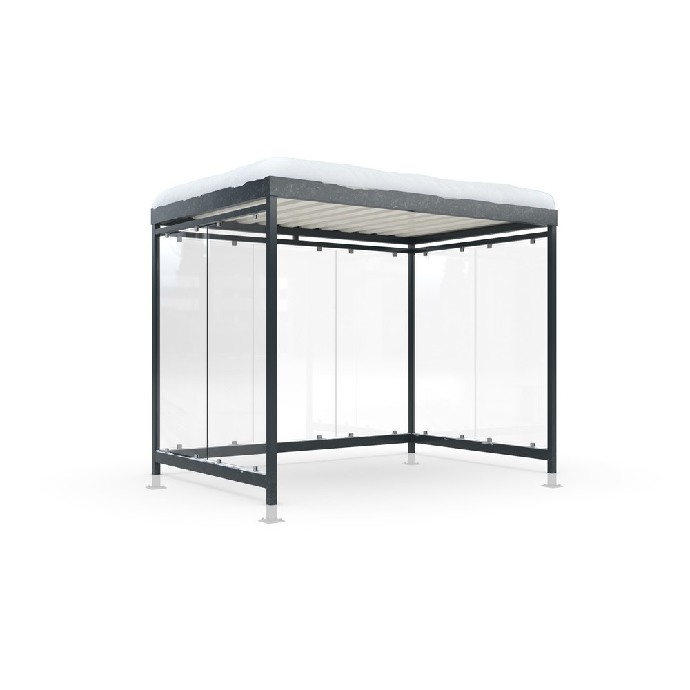 Product afbeelding: Rookoverkapping wsm® KÖLN ALPINE, volledig gemonteerd, sneeuwlast max. 4,15 kg/m², 7 elementen, met bestrating, antracietgrijs