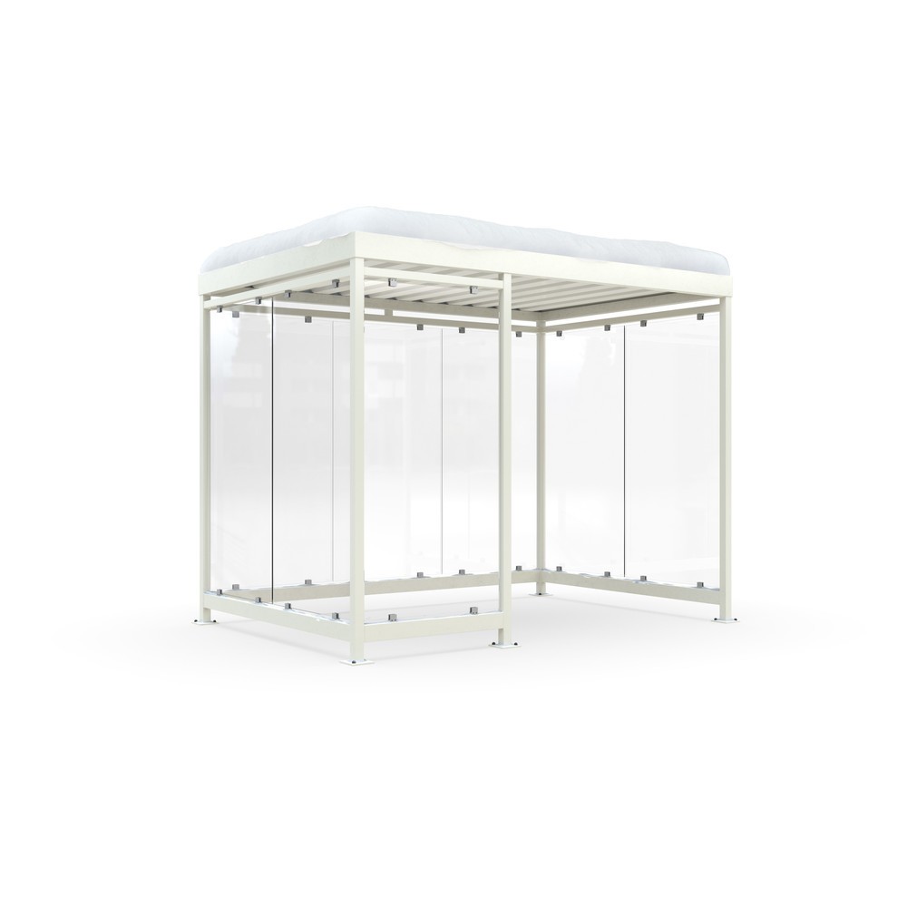 Product afbeelding: Rookoverkapping wsm® KÖLN ALPINE, volledig gemonteerd, sneeuwlast max. 4,15 kg/m², 8 elementen, zonder bestrating, grijswit