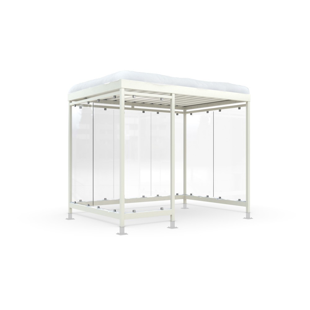 Product afbeelding: Rookoverkapping wsm® KÖLN ALPINE, volledig gemonteerd, sneeuwlast max. 4,15 kg/m², 8 elementen, met bestrating, grijswit