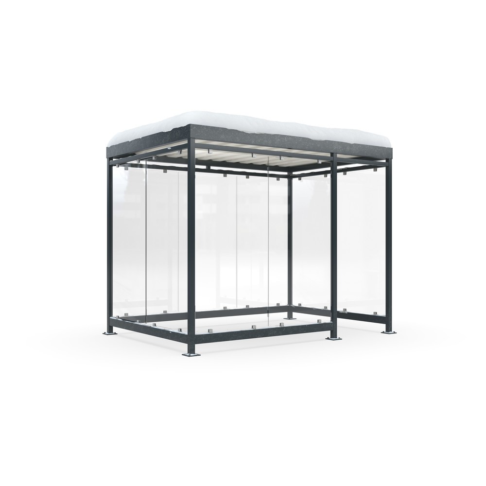 Product afbeelding: Rookoverkapping wsm® KÖLN ALPINE, volledig gemonteerd, sneeuwlast max. 4,15 kg/m², 9 elementen, met bestrating, antracietgrijs