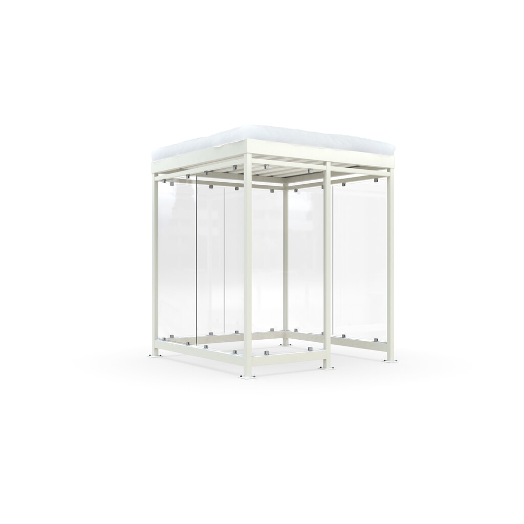 Product afbeelding: Rookoverkapping wsm® KÖLN ALPINE, volledig gemonteerd, sneeuwlast max. 5,6 kN/m², 7 elementen, zonder bestrating, grijswit