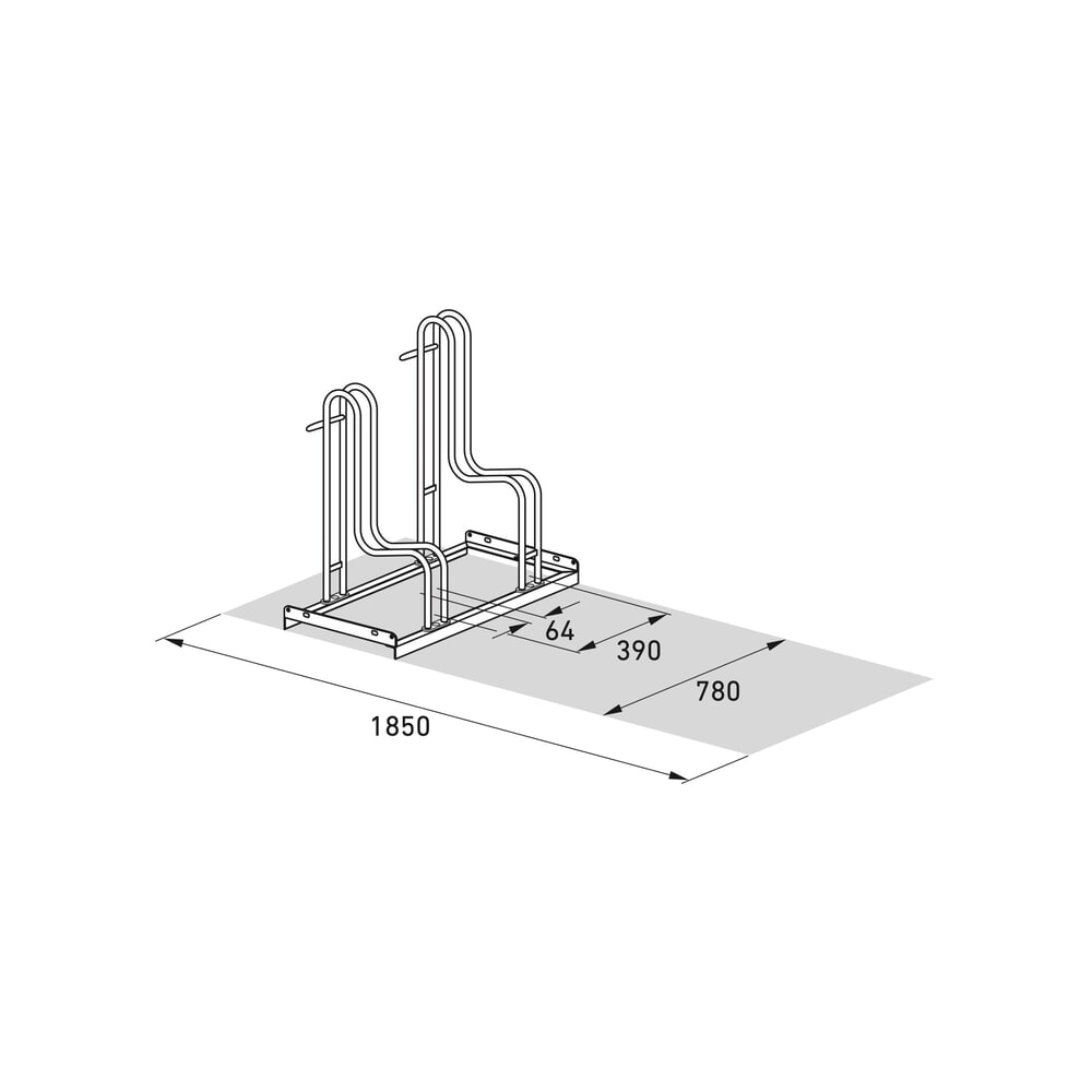 Productafbeelding nr. 7: Staand fietsenrek wsm® 4000 BR, 1-zijdig, thermisch verzinkt, wielafstand 390 mm, 2 plaatsen