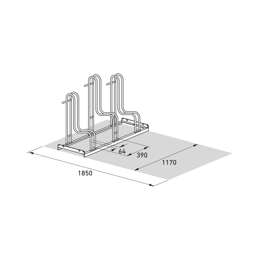 Productafbeelding nr. 7: Staand fietsenrek wsm® 4000 BR, 1-zijdig, thermisch verzinkt, wielafstand 390 mm, 3 plaatsen