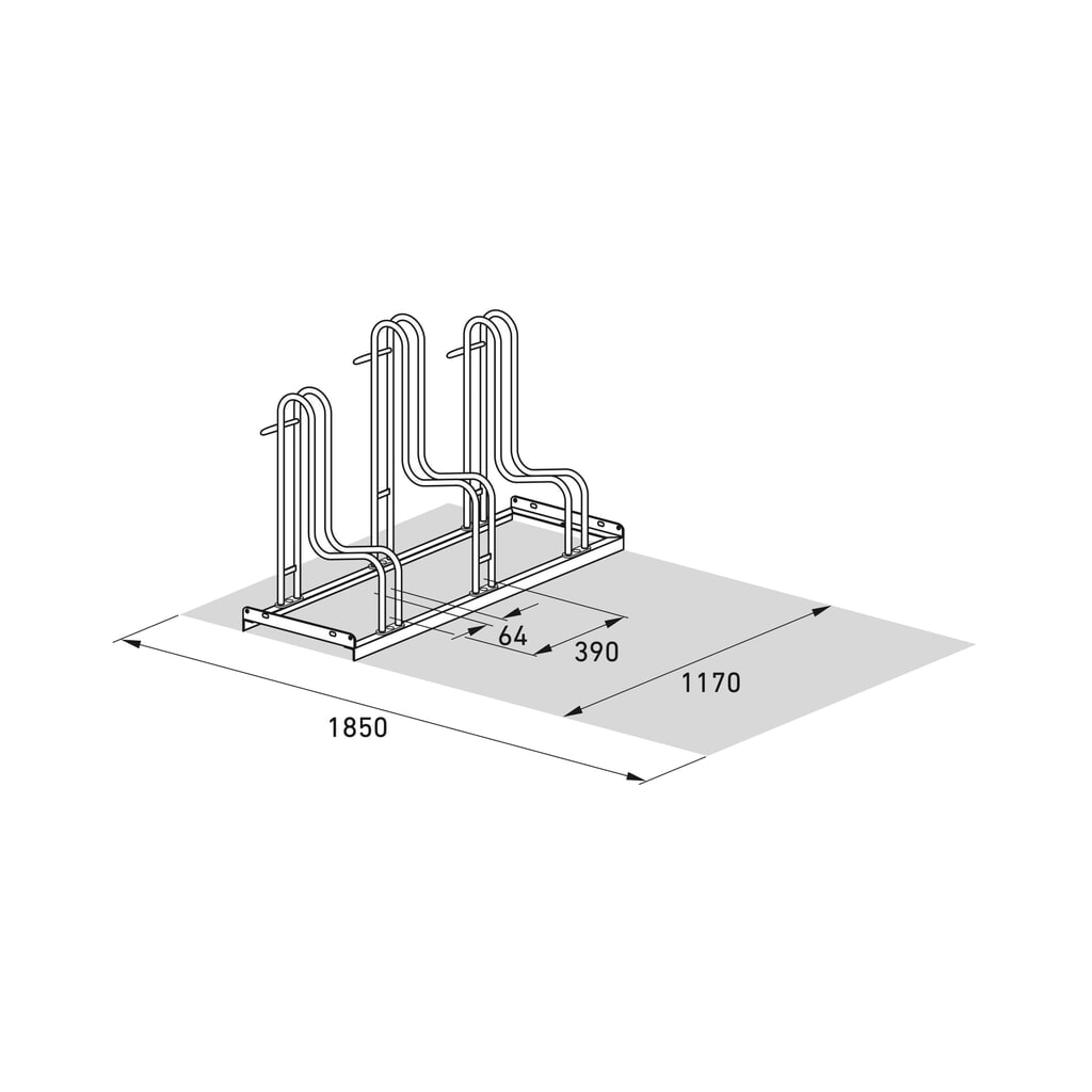 Productafbeelding nr. 7: Staand fietsenrek wsm® 4000 BR, 1-zijdig, thermisch verzinkt, wielafstand 390 mm, 3 plaatsen