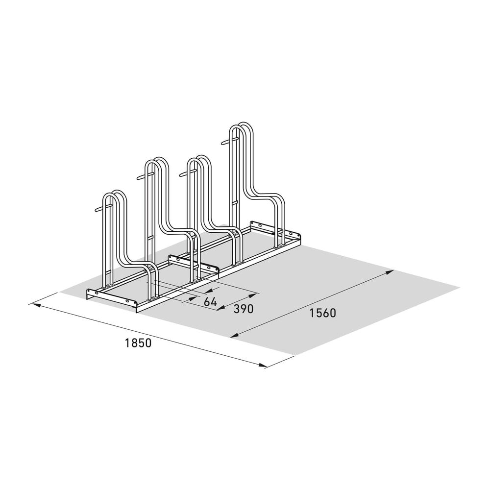 Productafbeelding nr. 7: Staand fietsenrek wsm® 4000 BR, 1-zijdig, thermisch verzinkt, wielafstand 390 mm, 4 plaatsen