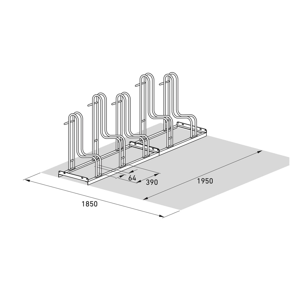 Productafbeelding nr. 7: Staand fietsenrek wsm® 4000 BR, 1-zijdig, thermisch verzinkt, wielafstand 390 mm, 5 plaatsen