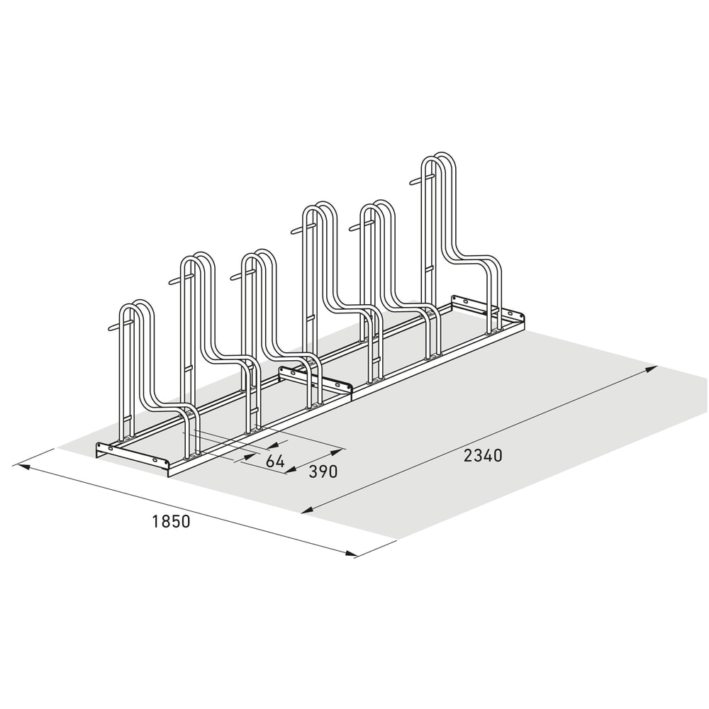 Productafbeelding nr. 7: Staand fietsenrek wsm® 4000 BR, 1-zijdig, thermisch verzinkt, wielafstand 390 mm, 6 plaatsen