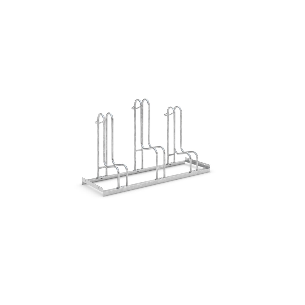 Staand fietsenrek wsm® 4000 BR, 1-zijdig, thermisch verzinkt, wielafstand 390 mm, 3 plaatsen Product afbeelding: Staand fietsenrek wsm® 4000 BR, 1-zijdig, thermisch verzinkt, wielafstand 390 mm, 3 plaatsen