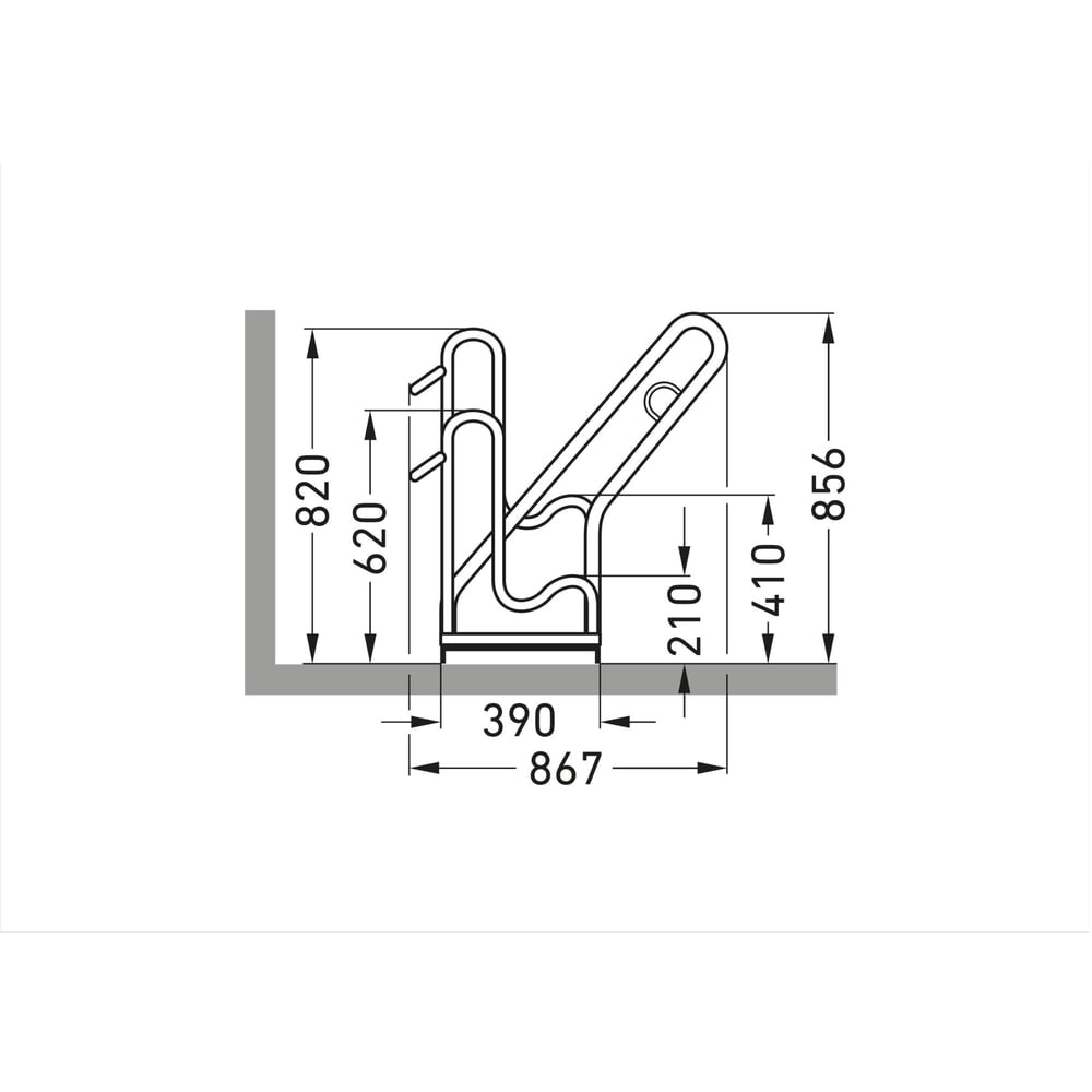 Productafbeelding nr. 7: Staand fietsenrek wsm® 4500 XBF met leunbeugels, thermisch verzinkt, 1-zijdig, 2 plaatsen, wielafstand 500 mm