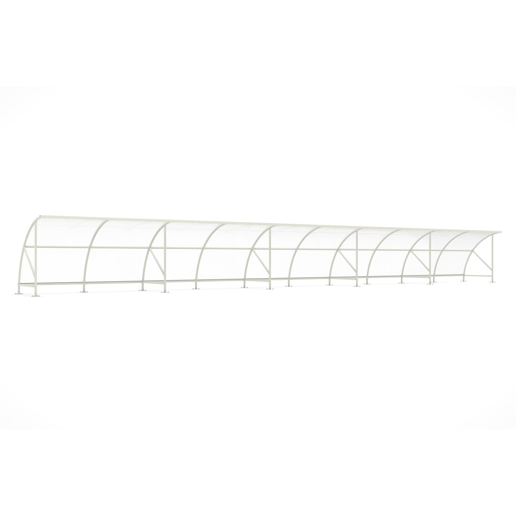 Overkapping wsm® BAMBERG in rondboogontwerp, breedte 20.550 mm, grijswit Product afbeelding: Overkapping wsm® BAMBERG in rondboogontwerp, breedte 20.550 mm, grijswit