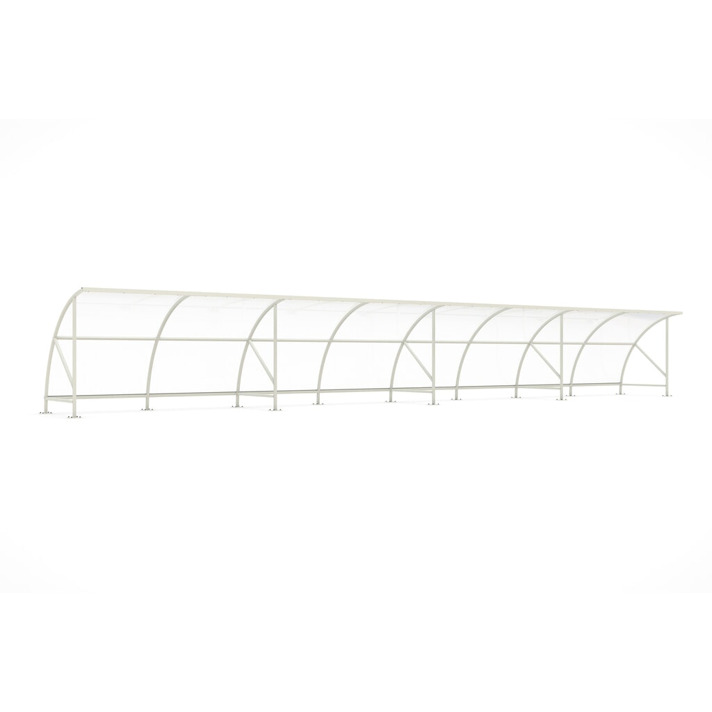 Overkapping wsm® BAMBERG in rondboogontwerp, breedte 16.450 mm, grijswit Product afbeelding: Overkapping wsm® BAMBERG in rondboogontwerp, breedte 16.450 mm, grijswit