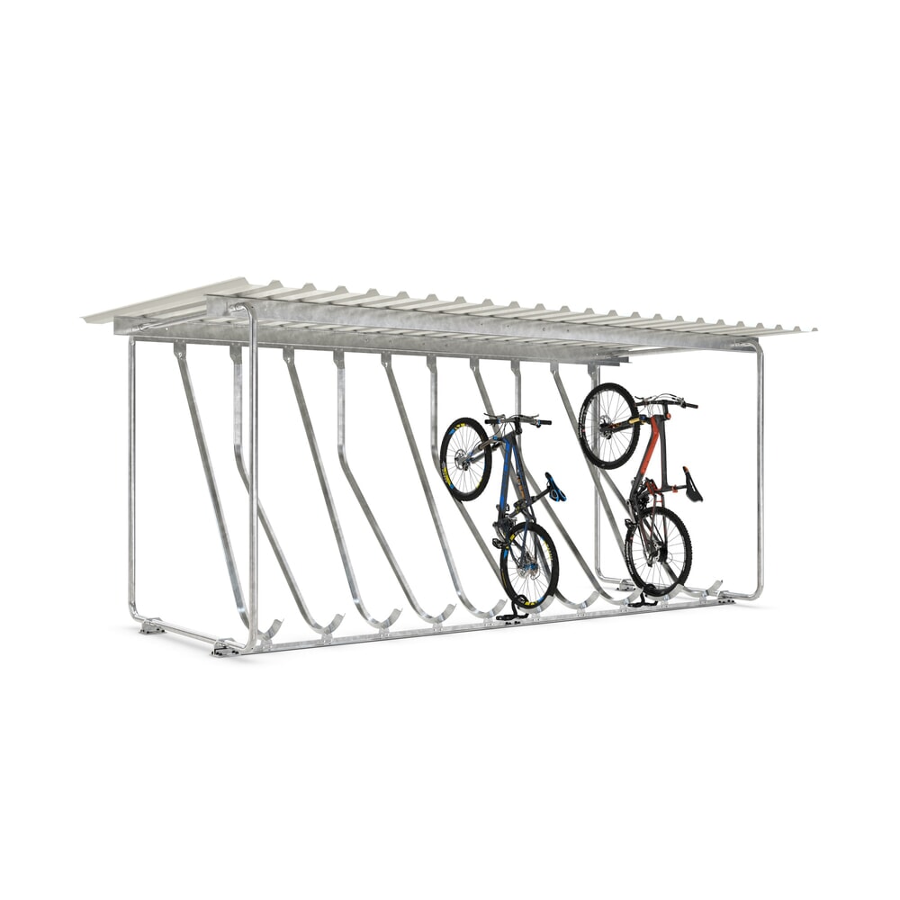 Productafbeelding nr. 10: Overkapping wsm® SIEGEN, met hoog schuin fietsenrek, thermisch verzinkt, 1-zijdig, 10 plaatsen