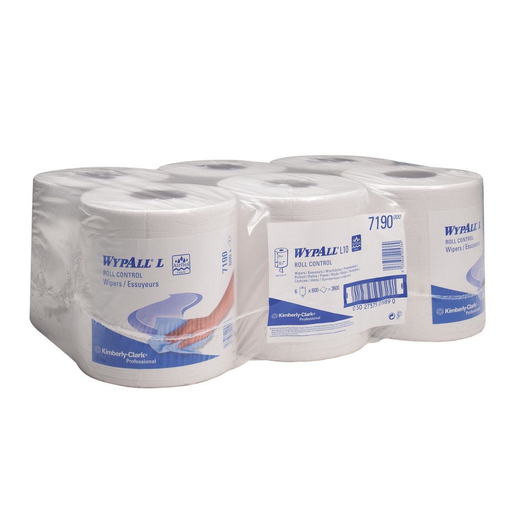 Product afbeelding: WypAll® L10 papieren poetsdoeken, 6x 630 doeken, blauw