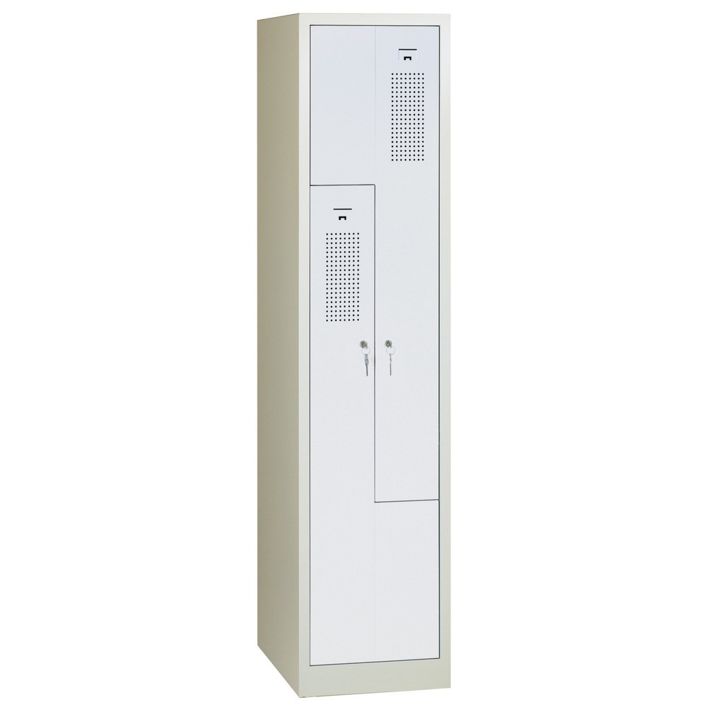Product afbeelding: Z-garderobekast HEMMDAL HDZ-1, cilinderslot, 2 compartimenten, lichtgrijs