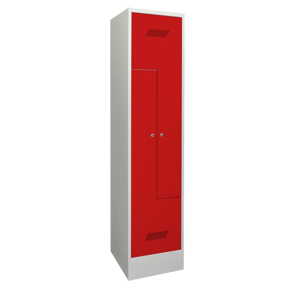 Productafbeelding nr. 1: Z-garderobekast PAVOY, 2 compartimenten, hxbxd 1.850 x 430 x 500 mm, vuurrood, lichtgrijs