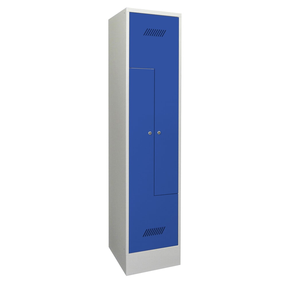 Product afbeelding: Z-garderobekast PAVOY, 2 compartimenten, hxbxd 1.850 x 430 x 500 mm, gentiaanblauw, lichtgrijs