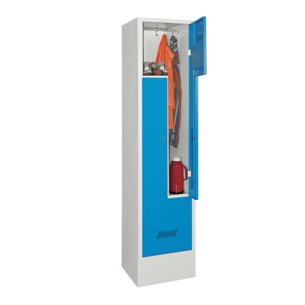 Productafbeelding nr. 2: Z-garderobekast PAVOY, 2 compartimenten, hxbxd 1.850 x 430 x 500 mm, gentiaanblauw, lichtgrijs