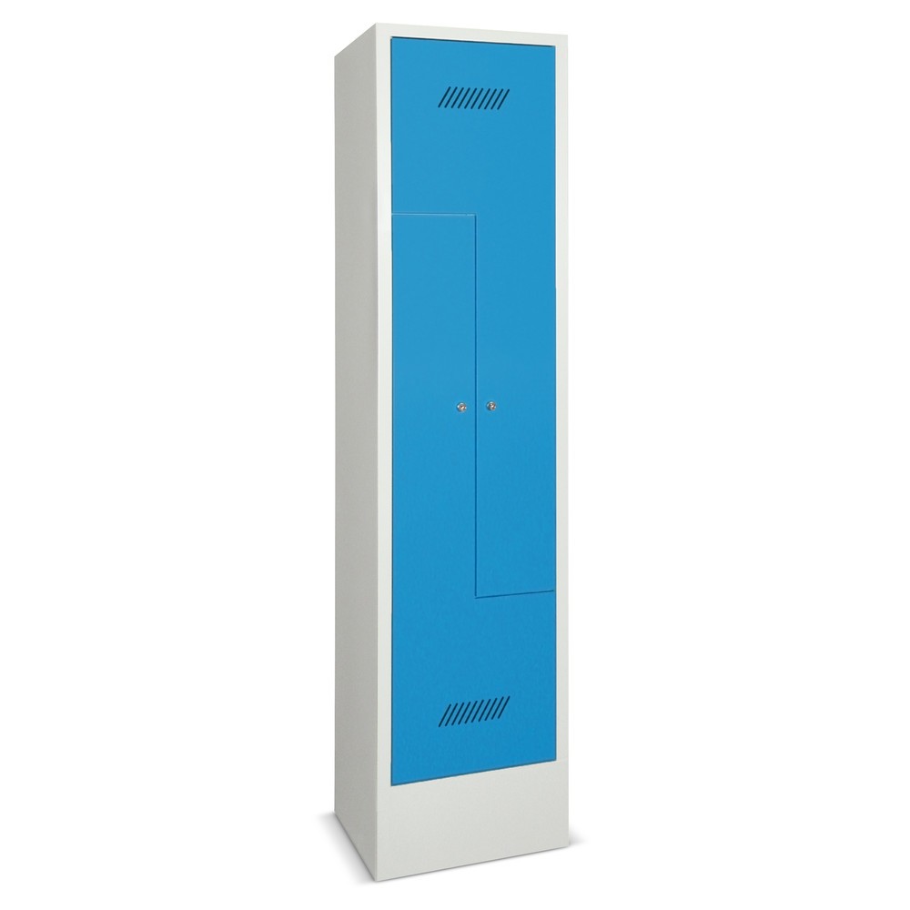 Productafbeelding nr. 3: Z-garderobekast PAVOY, 2 compartimenten, hxbxd 1.850 x 430 x 500 mm, gentiaanblauw, lichtgrijs