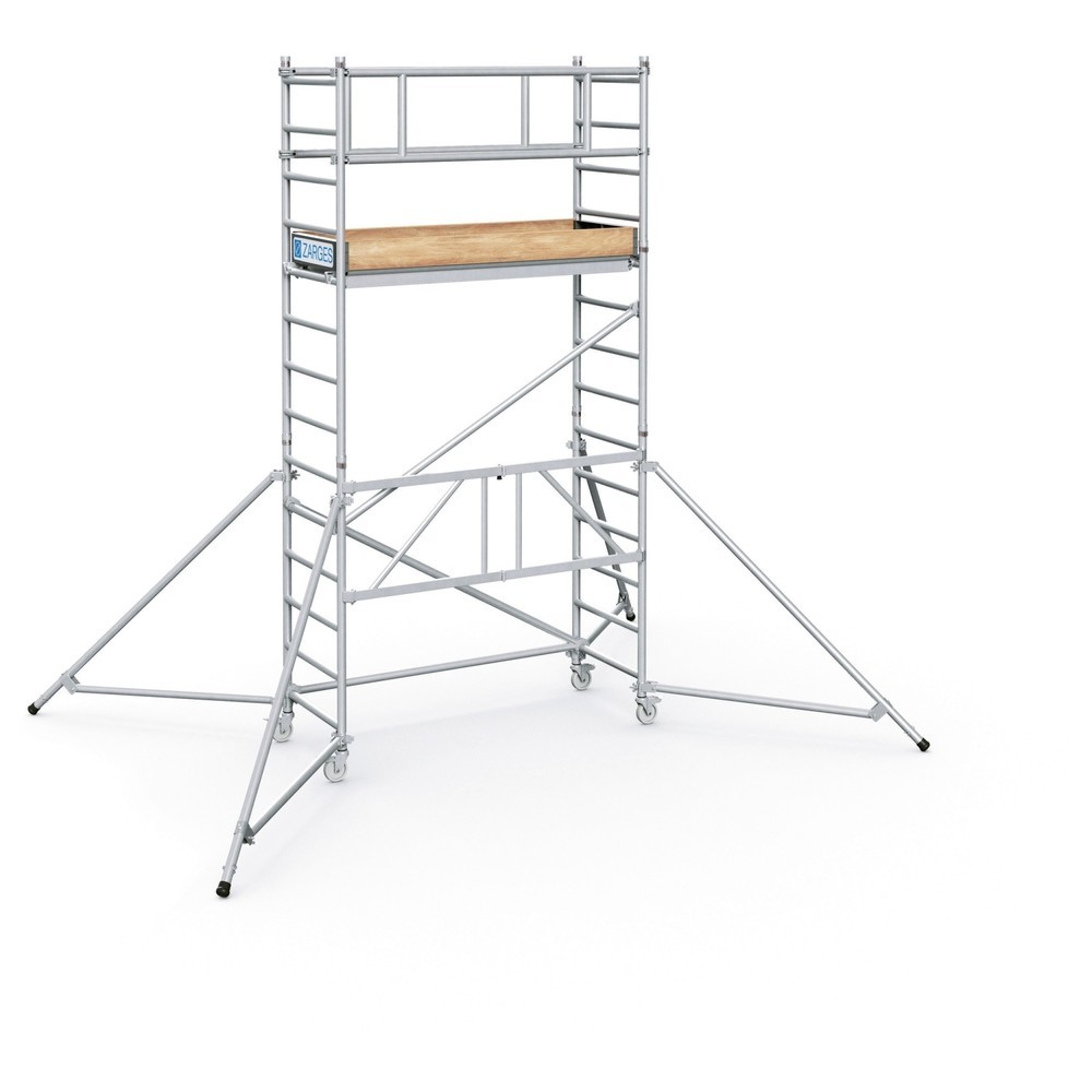 Productafbeelding nr. 1: ZARGES inklapbare steiger PaxTower 1T, platform-/stahoogte 2,55 m, met boordplanken en bijkom. leuningprofielen
