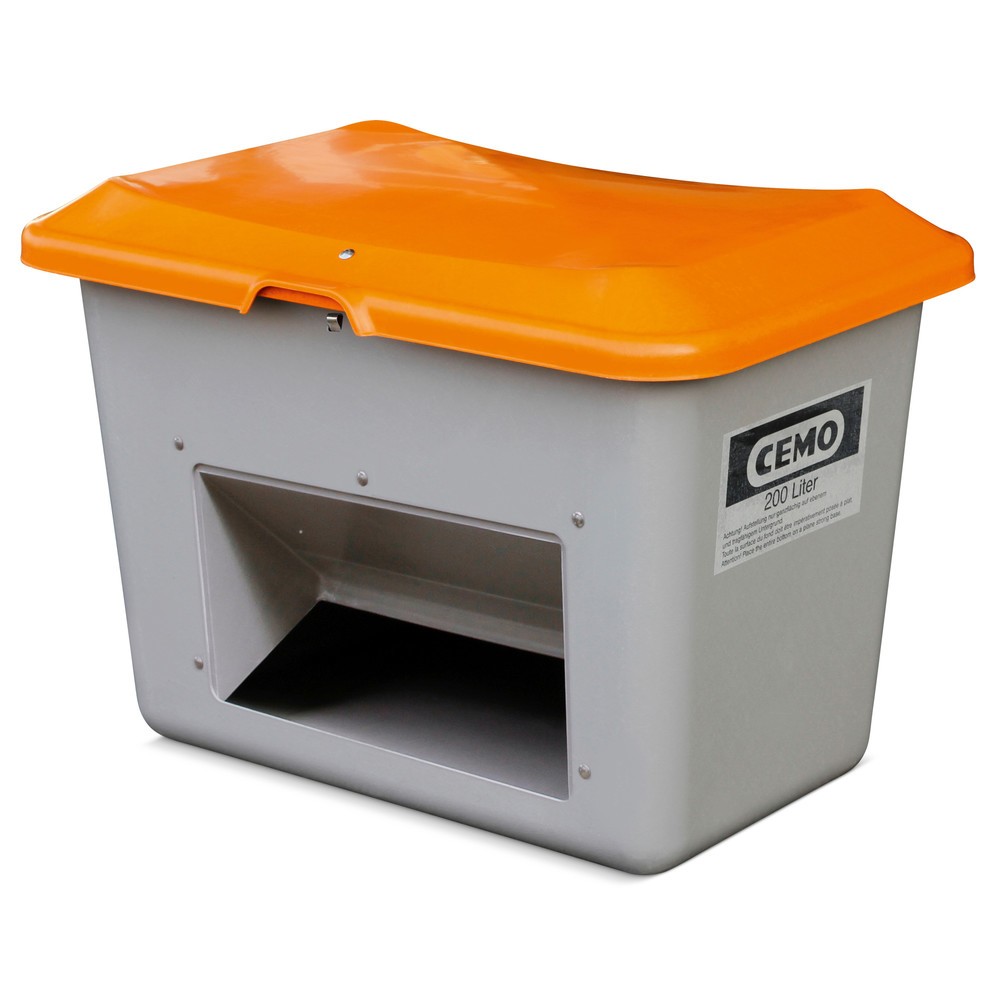 Product afbeelding: Zoutbak CEMO met uitschepopening, grijs/oranje, 200 liter
