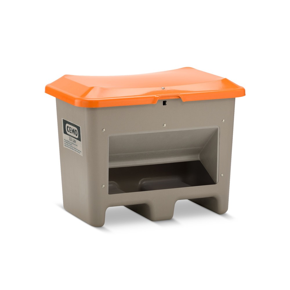 Productafbeelding nr. 1: Zoutbak CEMO met uitschepopening, grijs/oranje, 200 liter, met vorkkokers