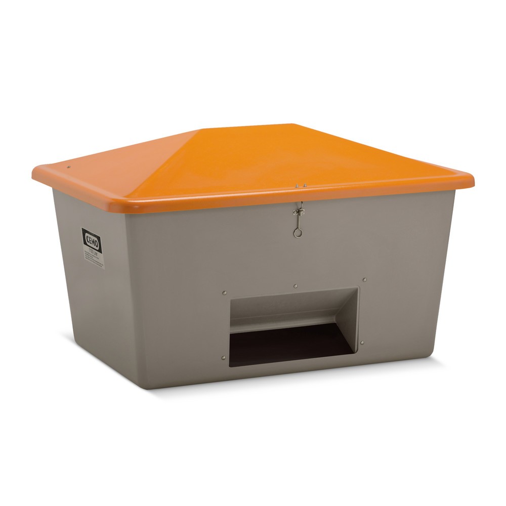 Productafbeelding nr. 1: Zoutbak CEMO met uitschepopening, grijs/oranje, 1.100 liter