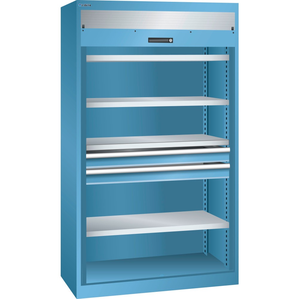 Product afbeelding: Zwaarlastkast LISTA 54x27E, (bxdxh) 1100x641x1950 mm, 2 lades, rolluik, lichtblauw
