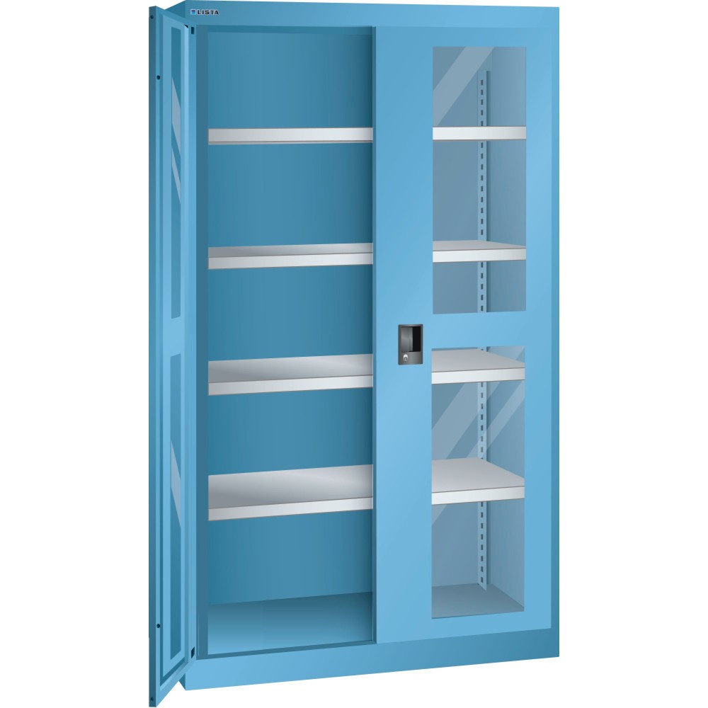 Product afbeelding: Zwaarlastkast LISTA 54x27E, (bxdxh) 1100x641x1950 mm, kijkvenster, lichtblauw, CODE Lock