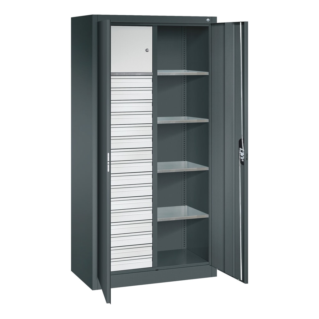 Draaideurkast, cap. 700 kg, 195x93x50cm, lichtgrijs, robijnrood Productafbeelding nr. 5: Draaideurkast, cap. 700 kg, 195x93x50cm, lichtgrijs, robijnrood