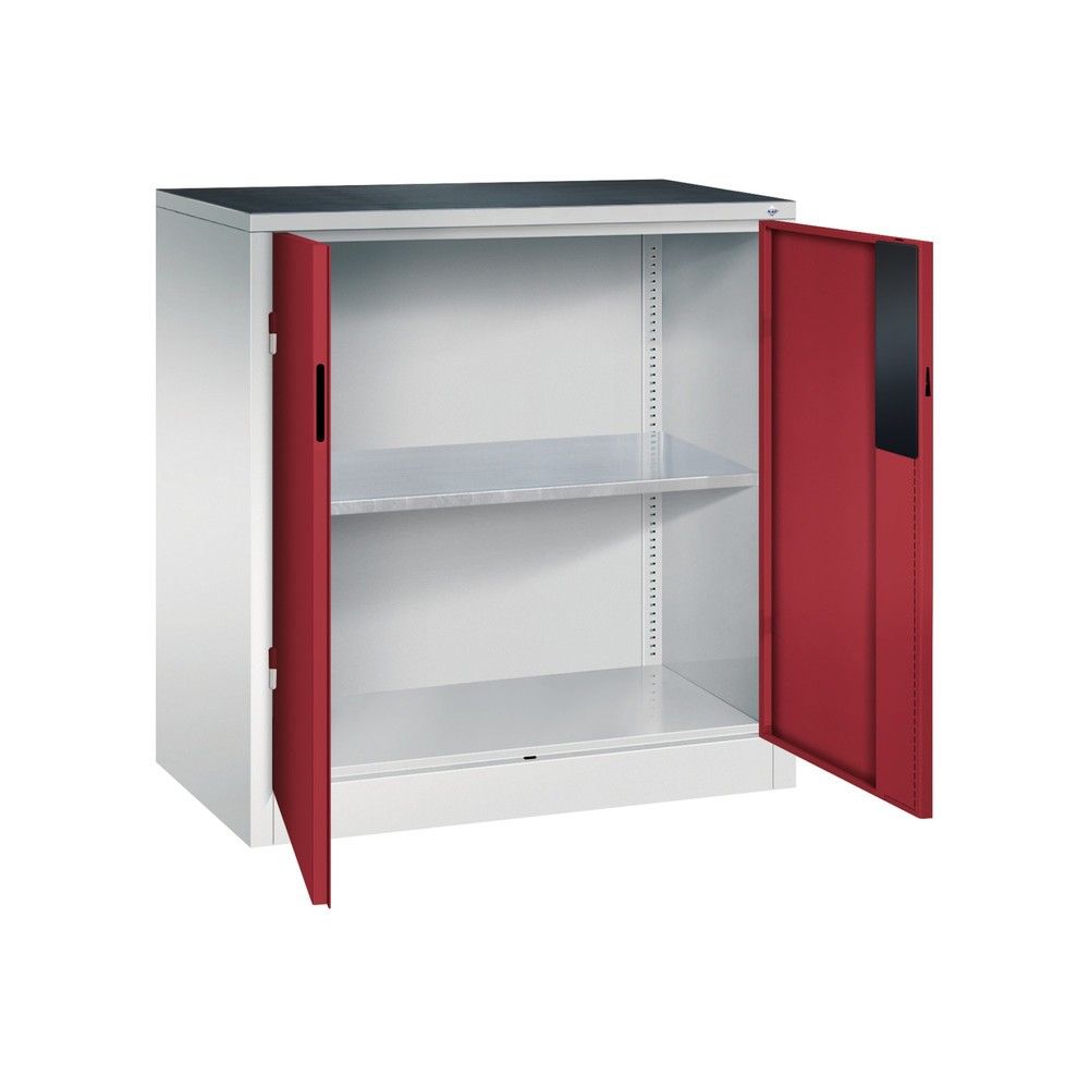 Productafbeelding nr. 5: Zwaarlastkast met opensl. deuren, cap. 700 kg, 100x93x50cm, lichtgrijs, robijnrood
