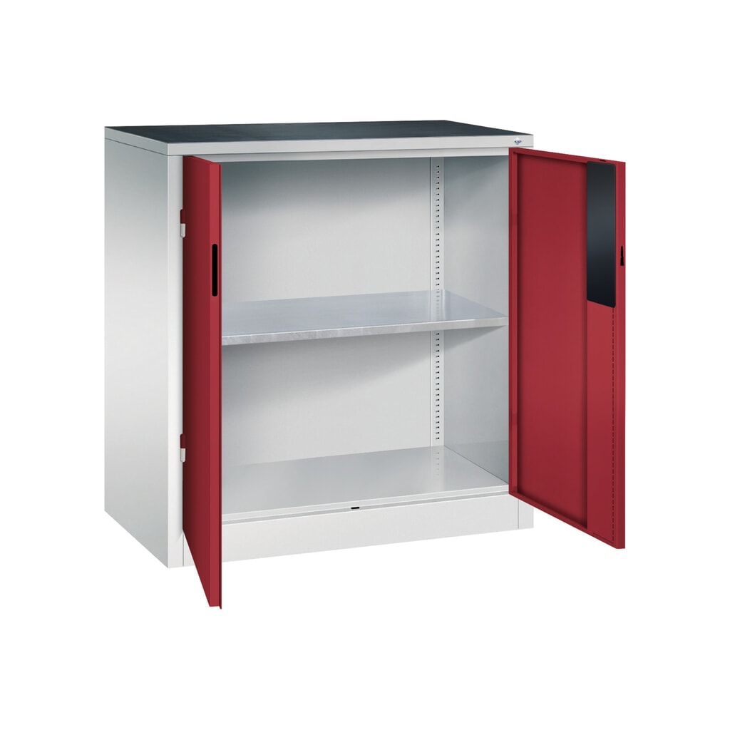 Productafbeelding nr. 5: Zwaarlastkast met opensl. deuren, cap. 700 kg, 100x93x50cm, lichtgrijs, robijnrood