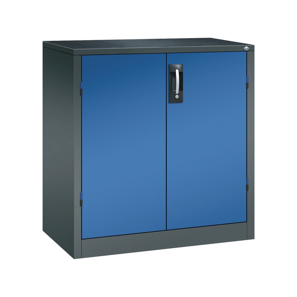 Zwaarlastkast met opensl. deuren, cap. 700 kg, 100x93x50cm, antracietgrijs, gentiaanblauw Product afbeelding: Zwaarlastkast met opensl. deuren, cap. 700 kg, 100x93x50cm, antracietgrijs, gentiaanblauw