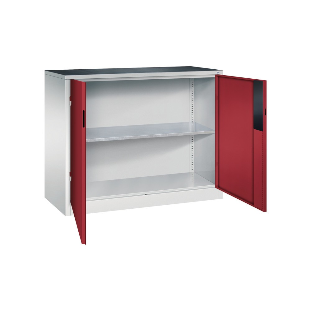Productafbeelding nr. 4: Zwaarlastkast met opensl. deuren, cap. 700 kg, 100x120x50cm, lichtgrijs, robijnrood