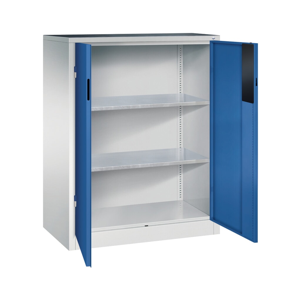 Zwaarlastkast met opensl. deuren, cap. 700 kg, 120x93x50cm, lichtgrijs, gentiaanblauw Productafbeelding nr. 4: Zwaarlastkast met opensl. deuren, cap. 700 kg, 120x93x50cm, lichtgrijs, gentiaanblauw