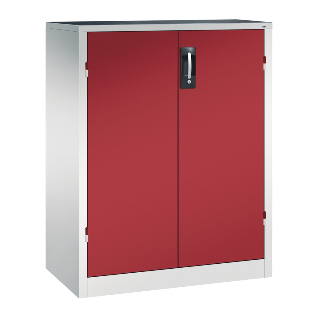 Product afbeelding: Zwaarlastkast met opensl. deuren, cap. 700 kg, 120x93x50cm, lichtgrijs, robijnrood